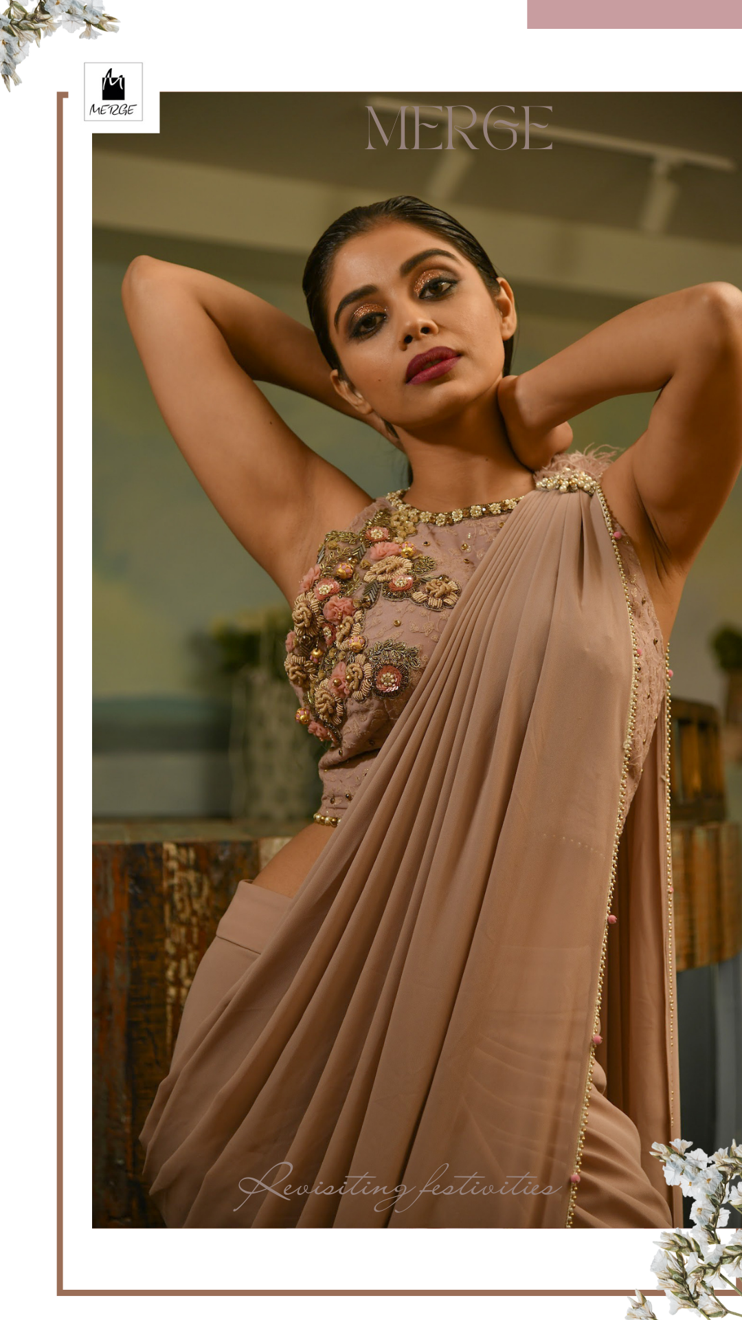 Oyster dhoti drape saree