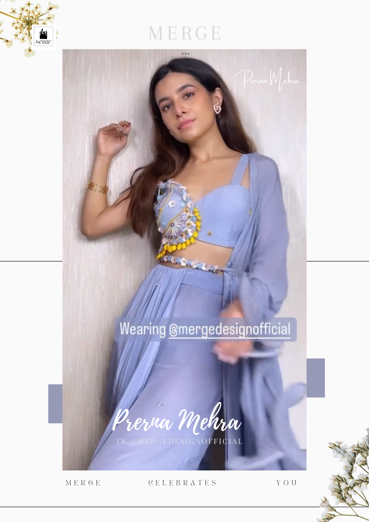 Prerna Mehra in our Powder blue ruffle saree