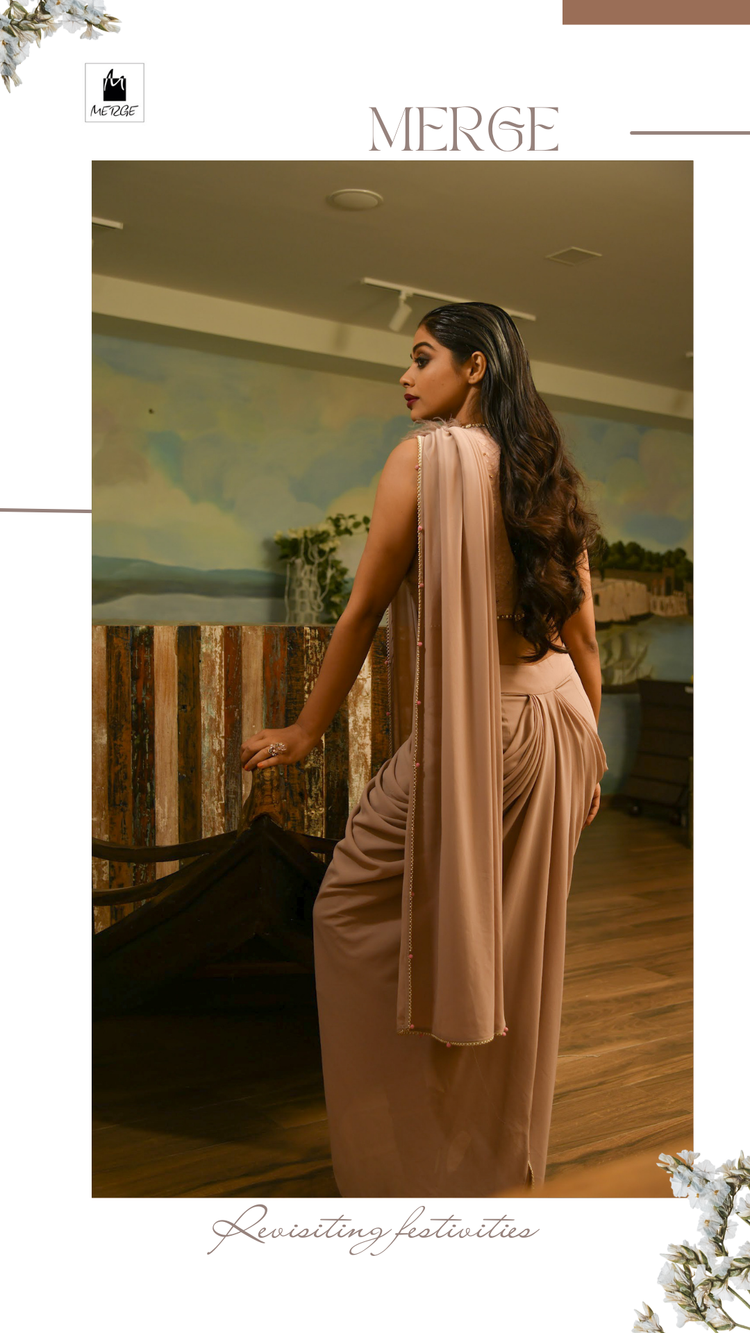 Oyster dhoti drape saree