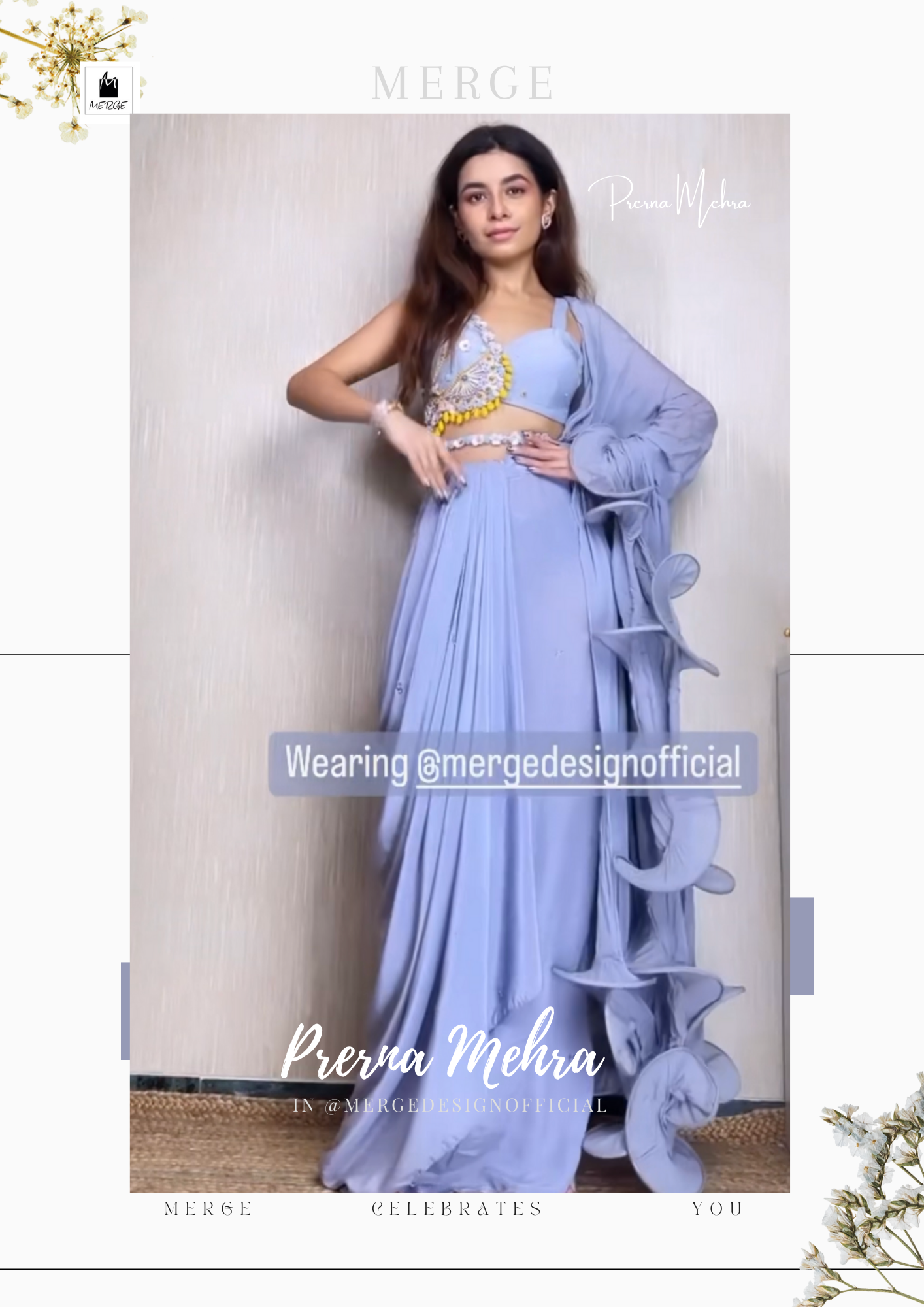 Prerna Mehra in our Powder blue ruffle saree