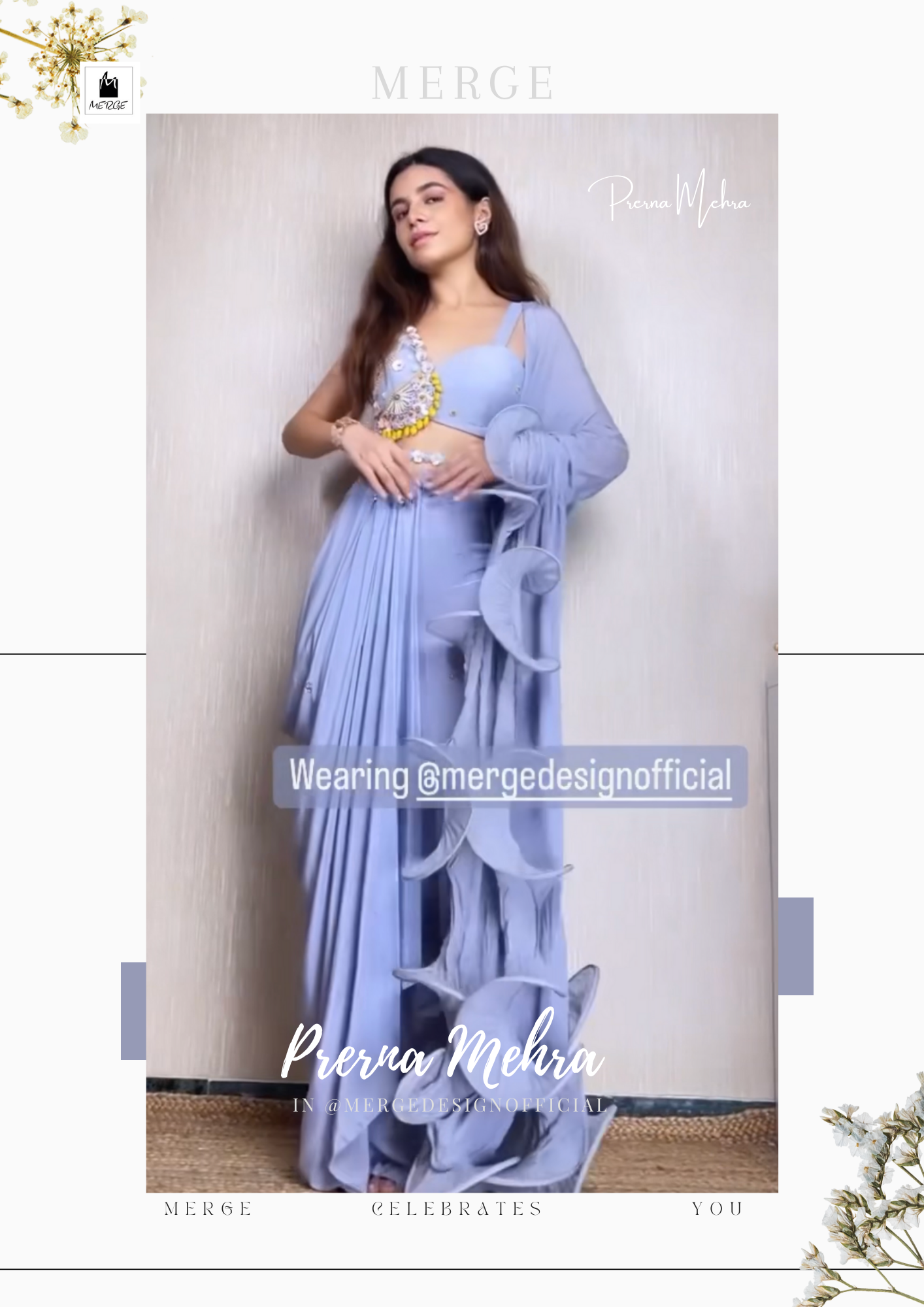 Prerna Mehra in our Powder blue ruffle saree
