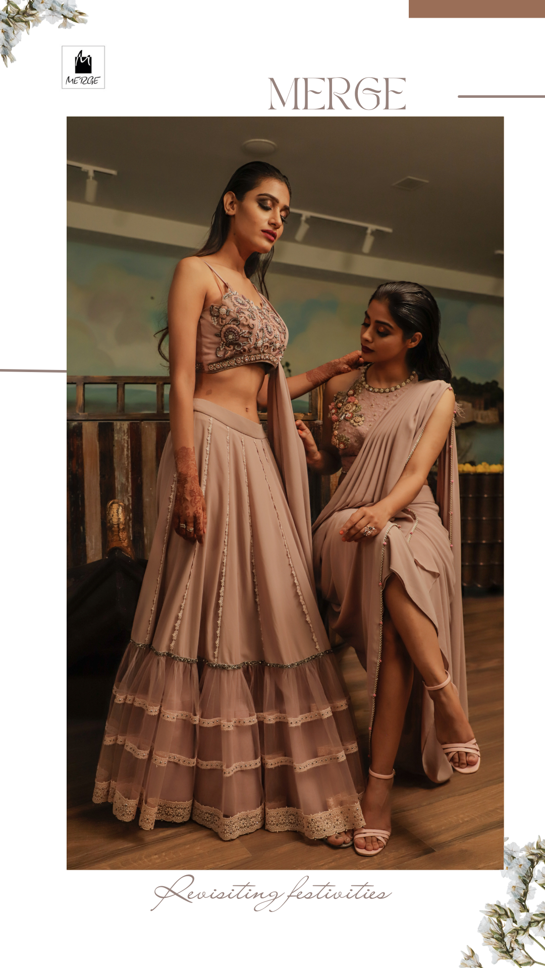 Oyster lehnga blouse set