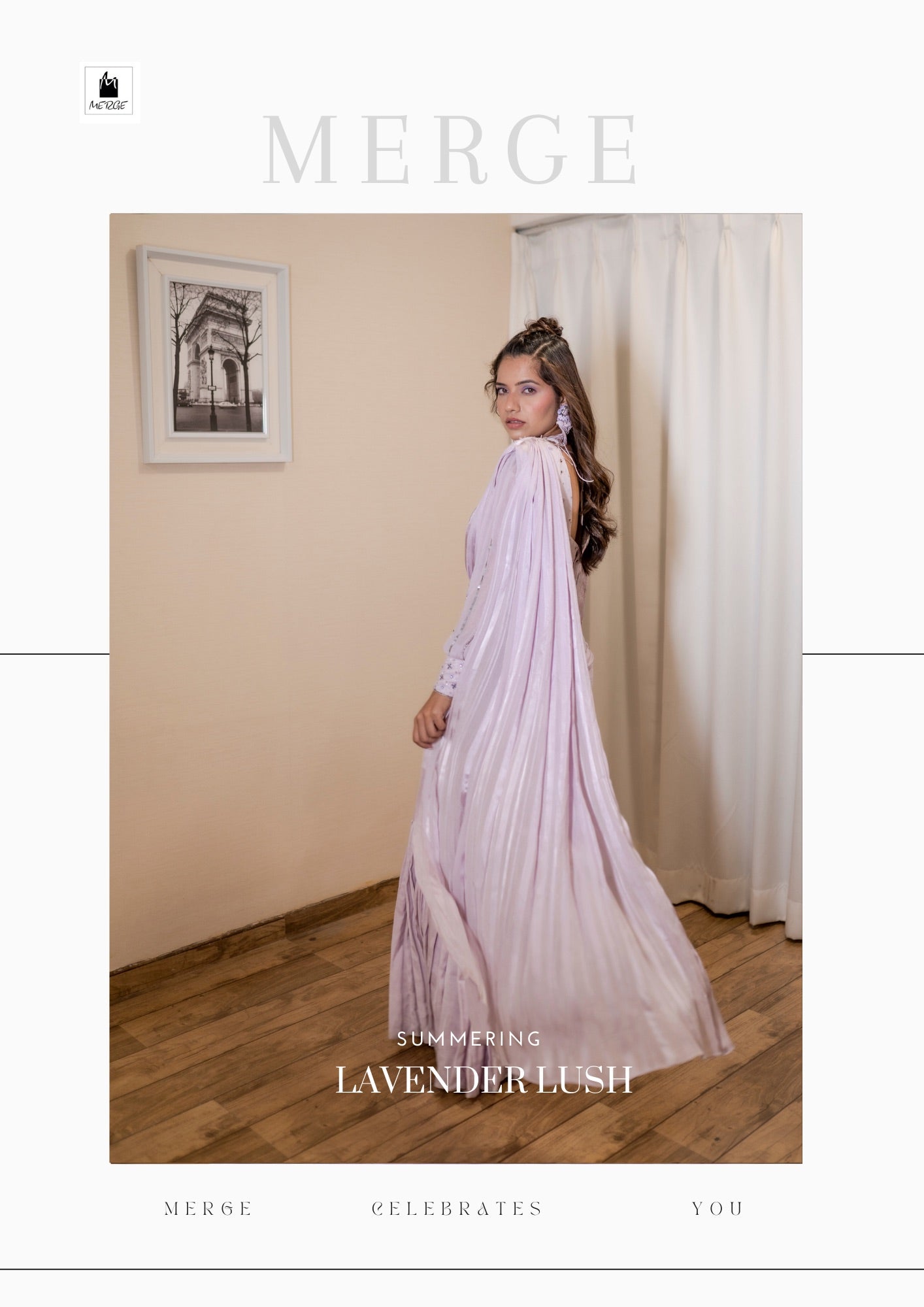 Lavender modal satin saree