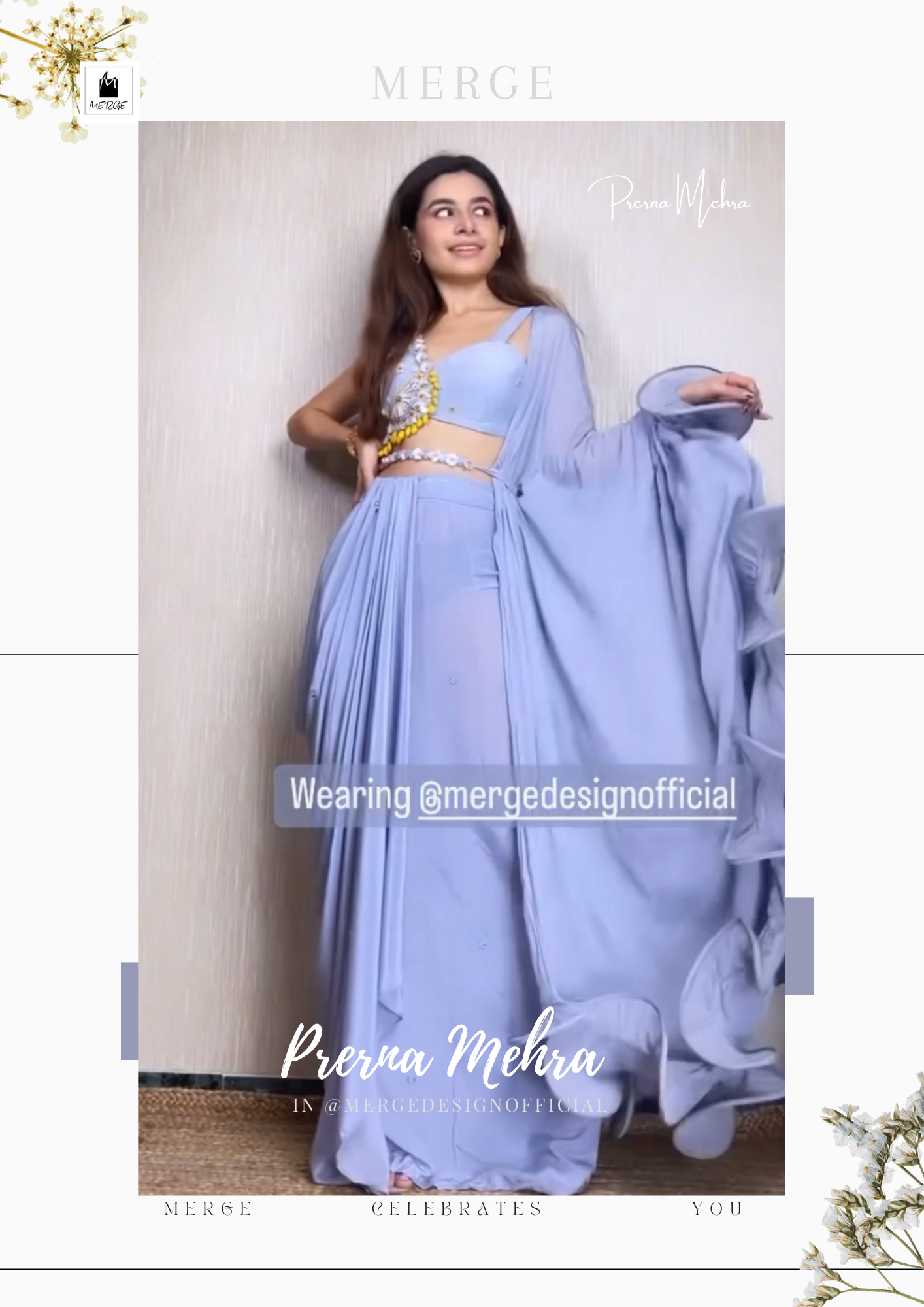 Prerna Mehra in our Powder blue ruffle saree