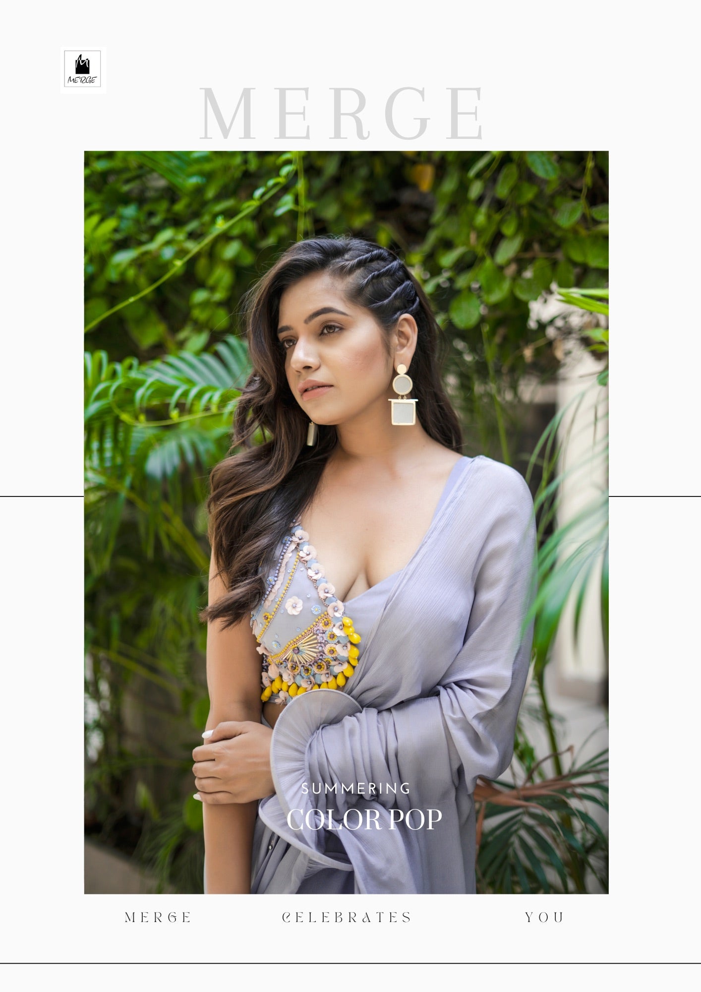 Ice blue drape saree