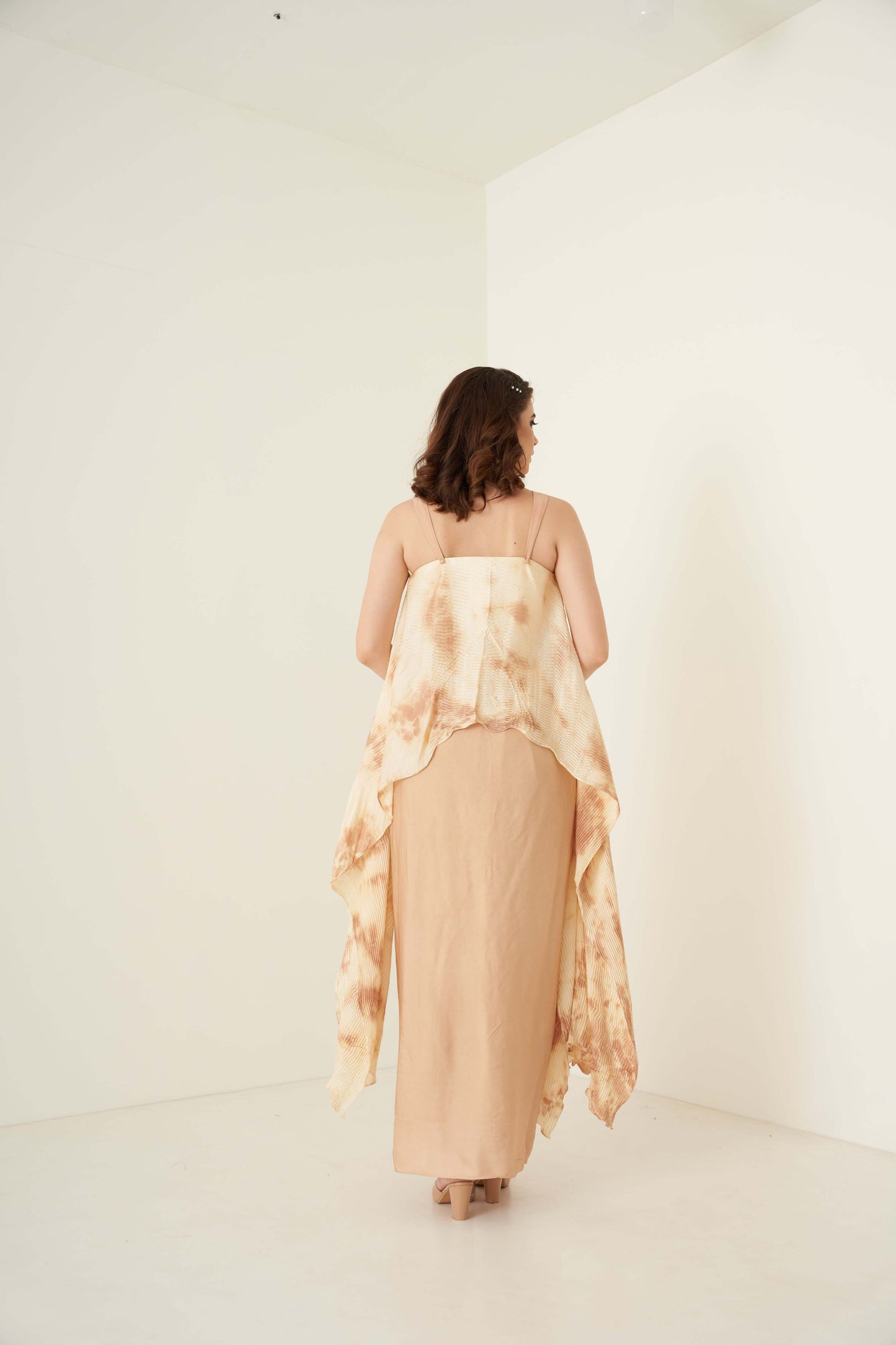 Pleated Spaghetti Top and Dhoti set