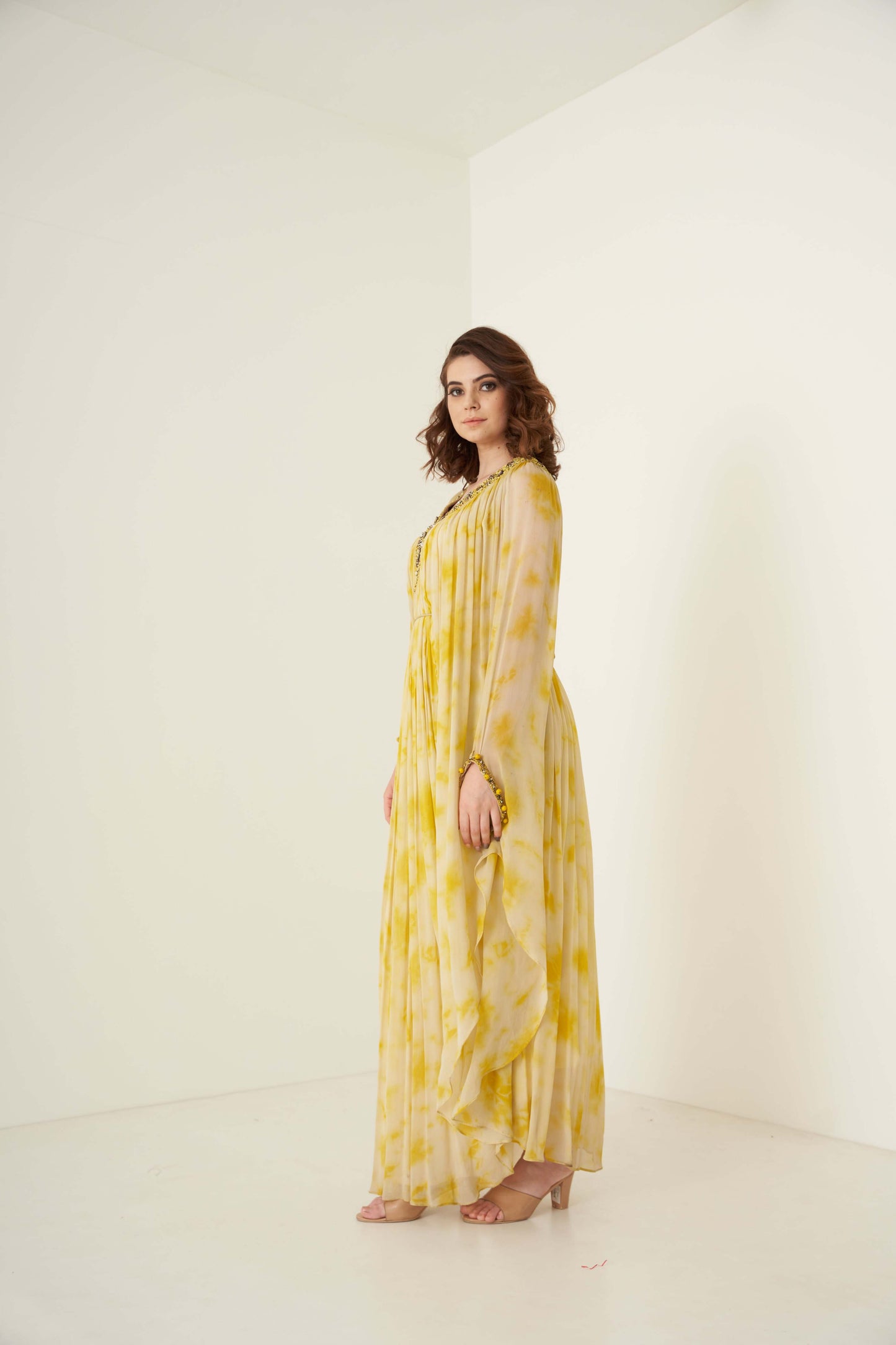 Yellow Tie and Dye Kaftan set