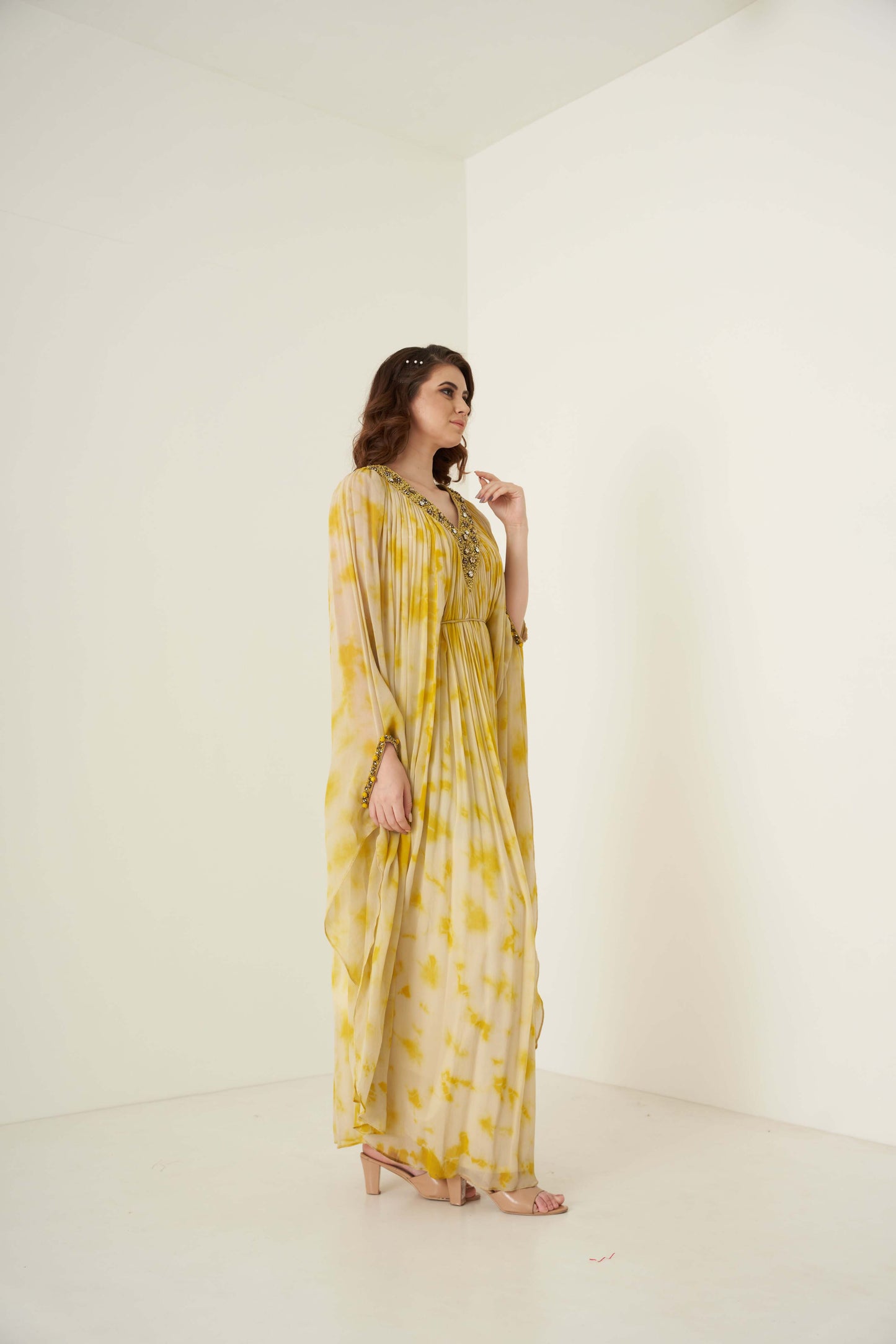 Yellow Tie and Dye Kaftan set