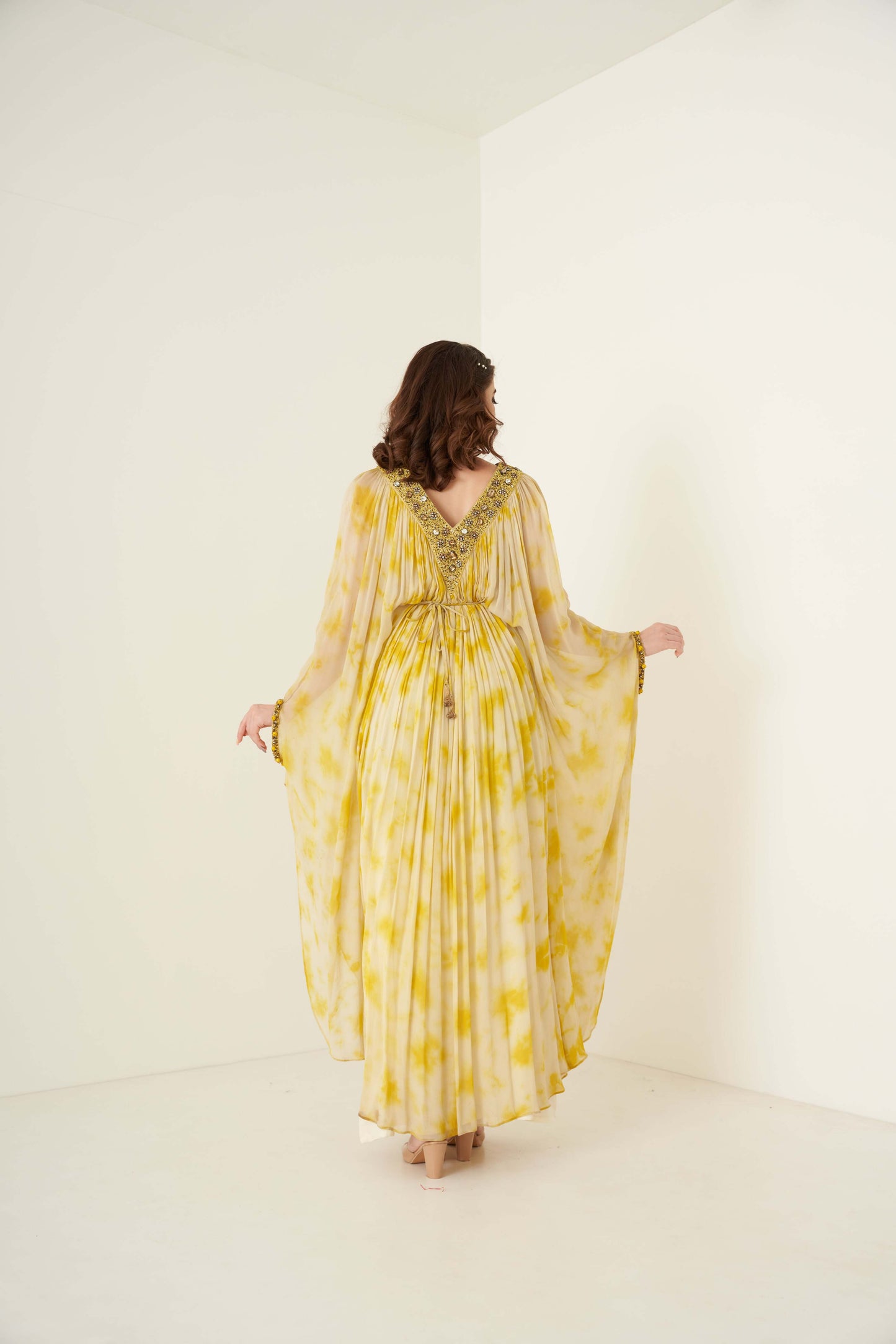 Yellow Tie and Dye Kaftan set