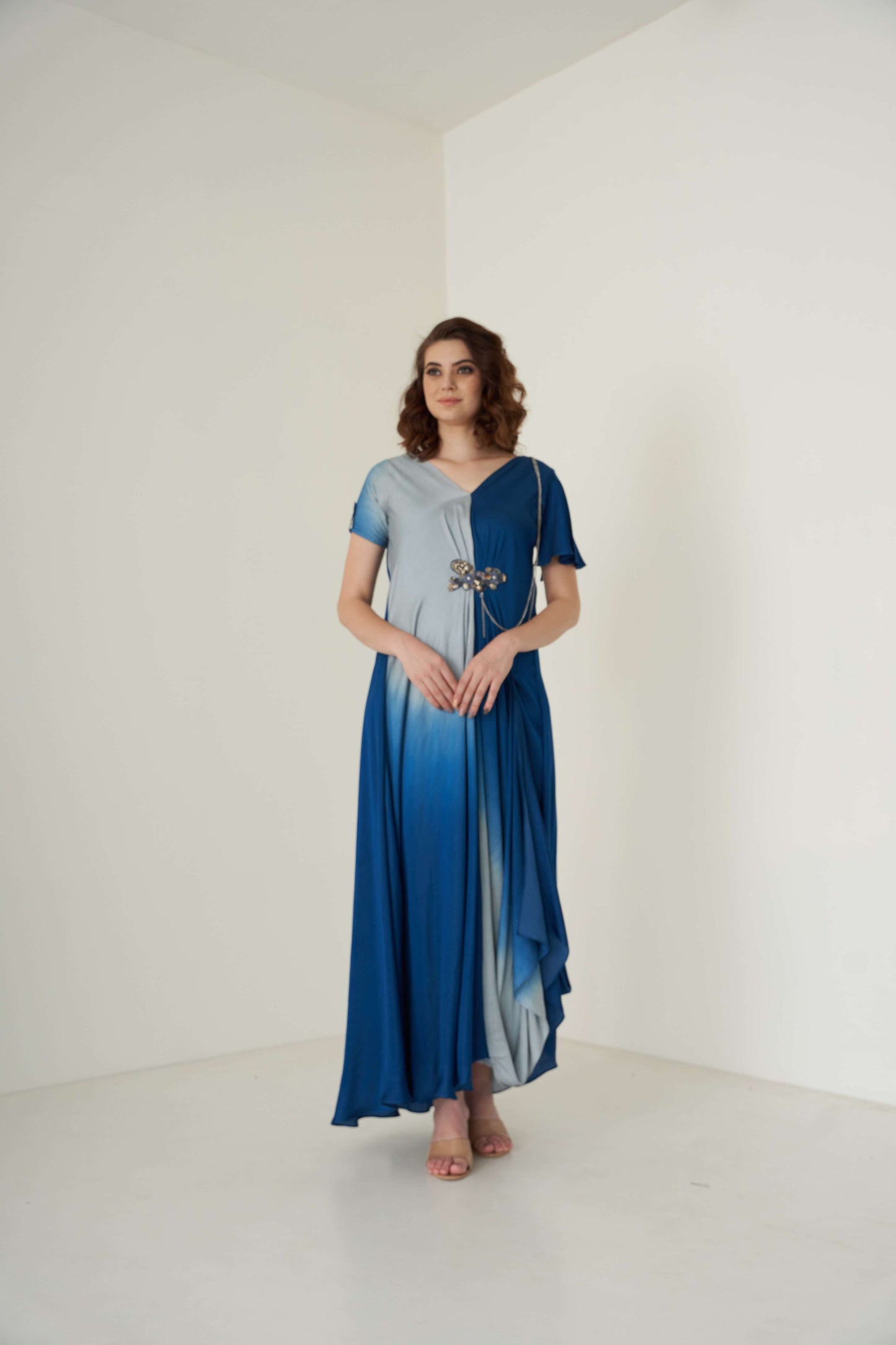 Navy Blue and Grey Shaded Dress