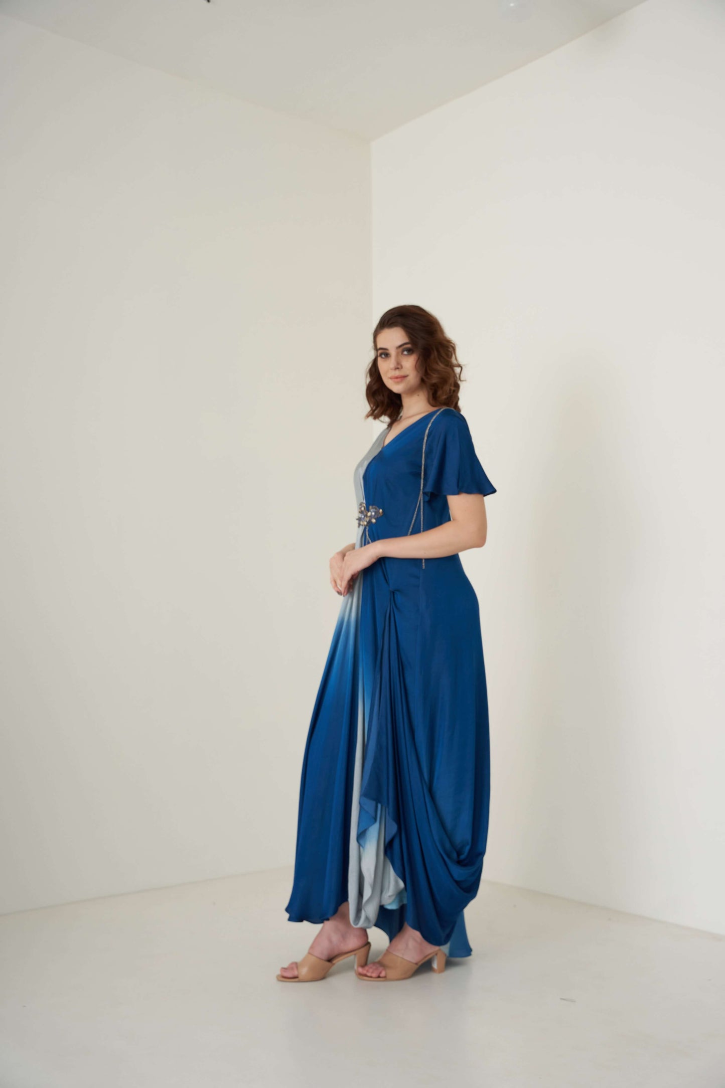 Navy Blue and Grey Shaded Dress