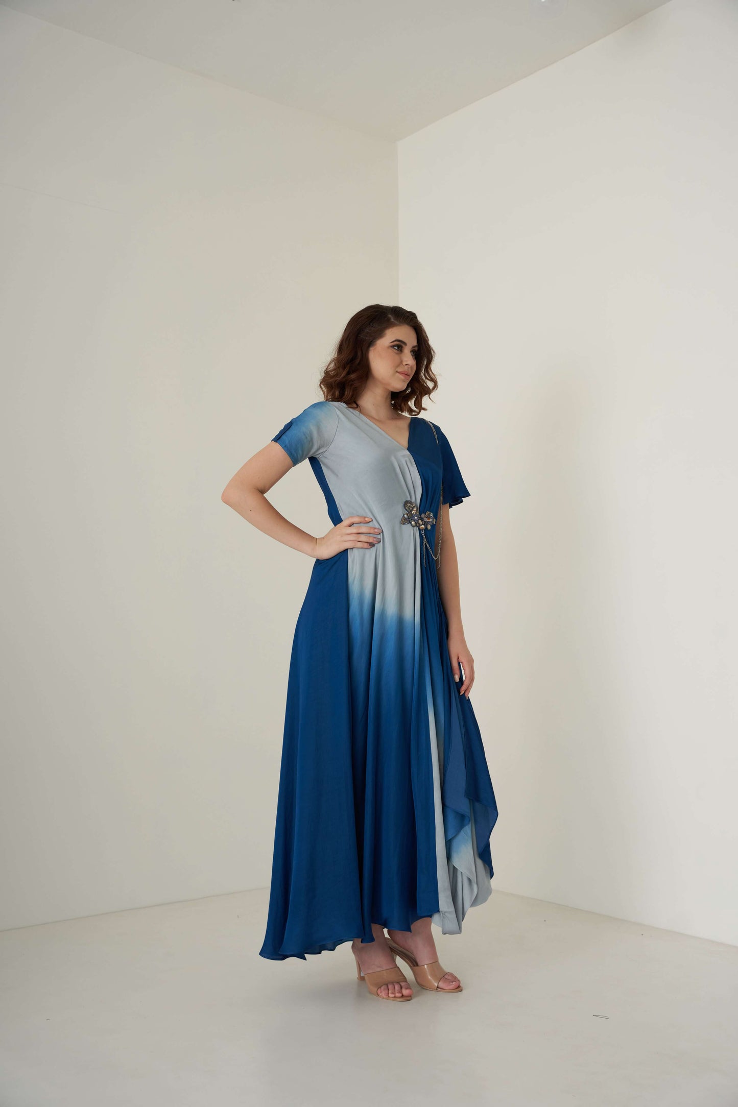 Navy Blue and Grey Shaded Dress