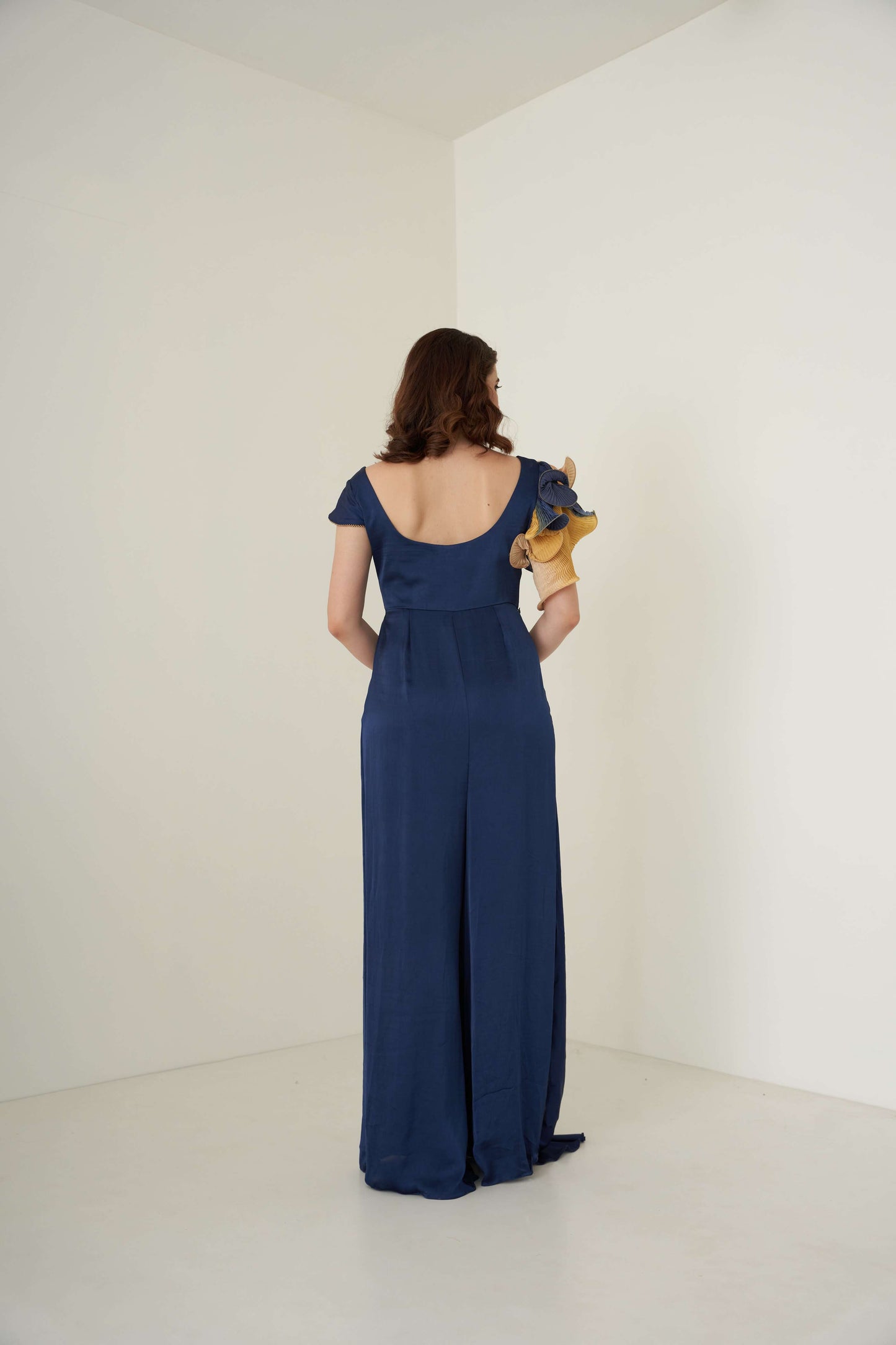 Navy Blue Jumpsuit with Front Drape