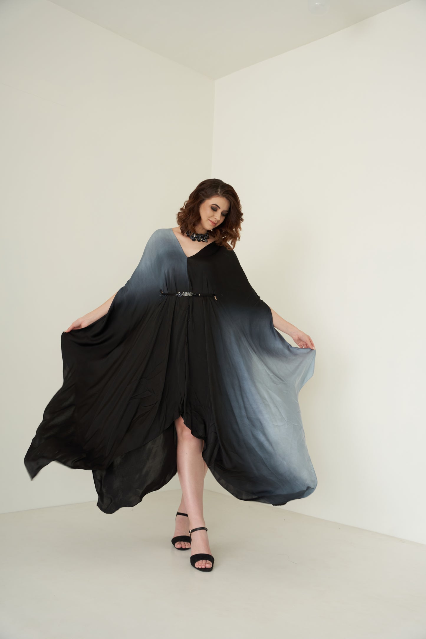 Black and Grey Ombre Kaftan