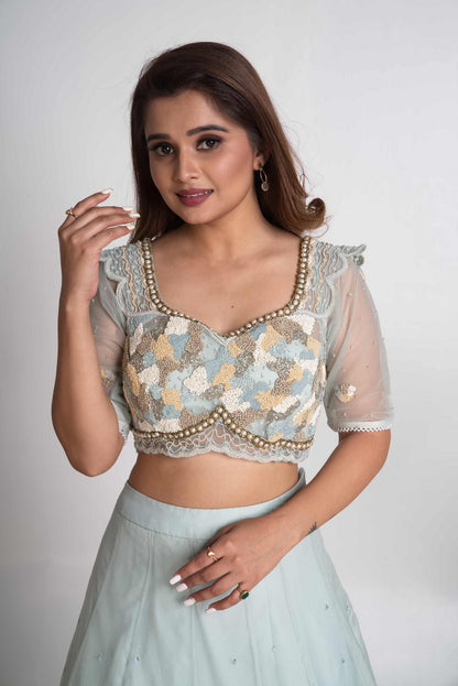 Aqua lehenga set