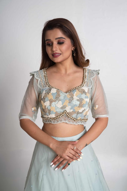 Aqua lehenga set