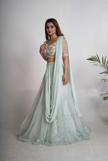 Aqua lehenga set
