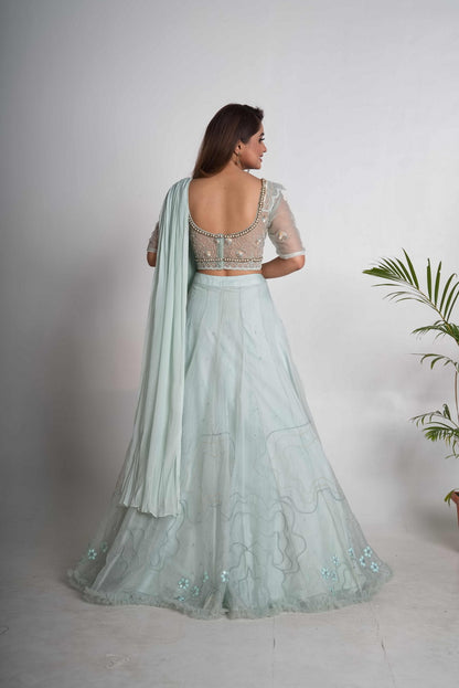Aqua lehenga set