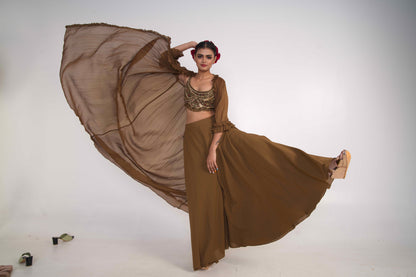 Chocolate Brown Chiffon Co-ord Set