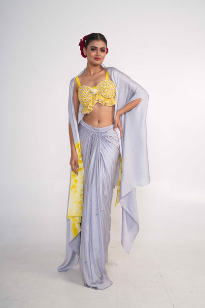 Ice Blue  Co-Ord Set With shrug