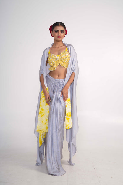 Ice Blue  Co-Ord Set With shrug
