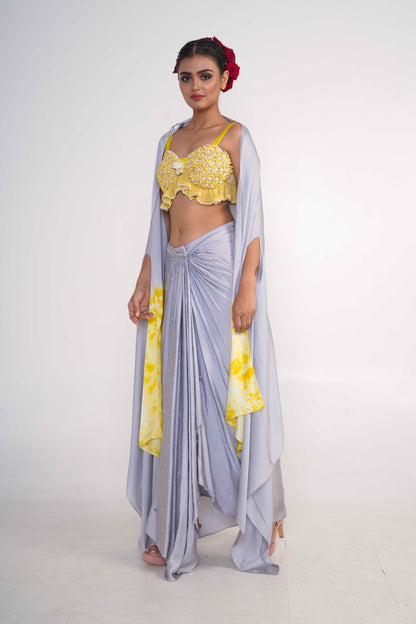 Ice Blue  Co-Ord Set With shrug