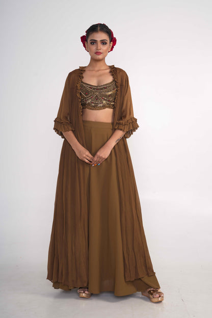 Chocolate Brown Chiffon Co-ord Set