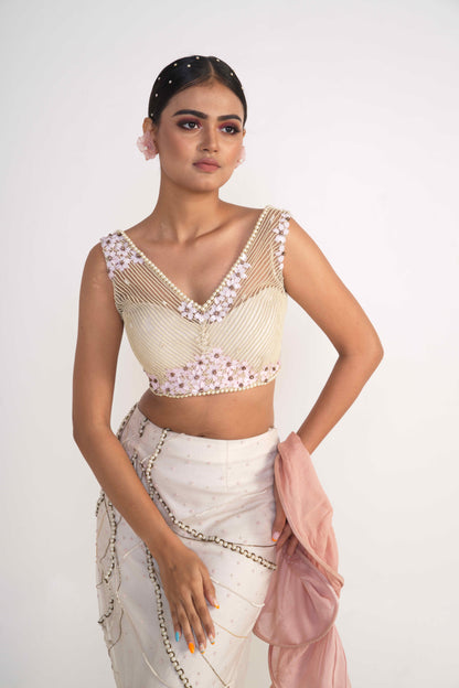 Ivory Fish-Cut Lehenga Set