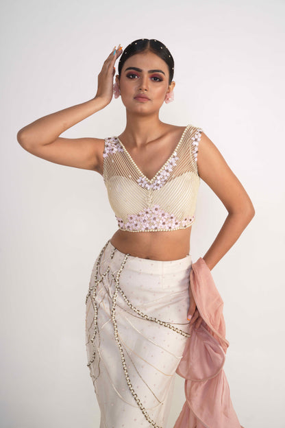 Ivory Fish-Cut Lehenga Set