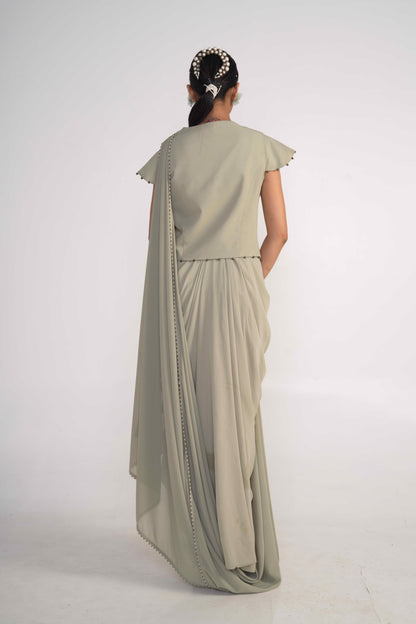 Moss Green Draped jacket set