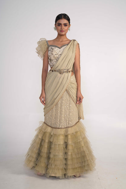 Sage Green fish cut Lehenga Set
