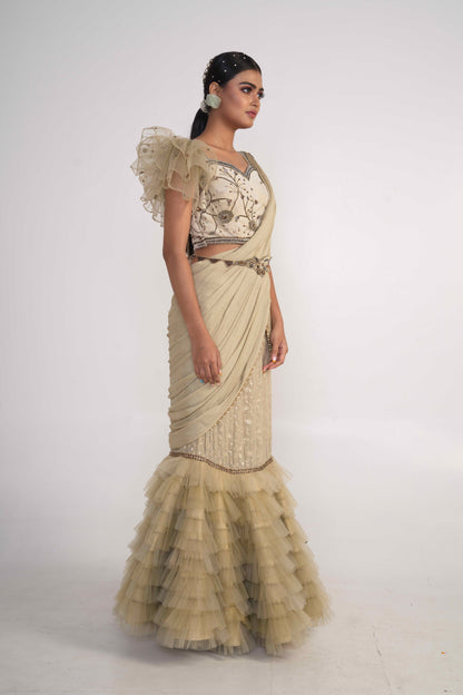 Sage Green fish cut Lehenga Set