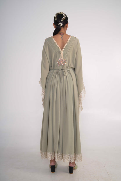 Sage Green Kaftaan With Belt