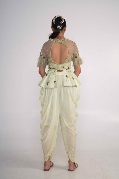Lime Green Dhoti with peplum top