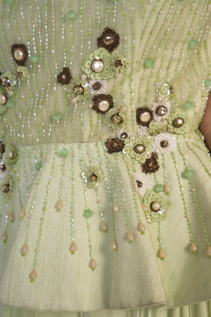 Lime Green Dhoti with peplum top