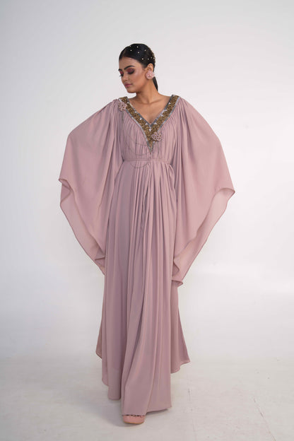 Oyster Kaftan dress With Belt