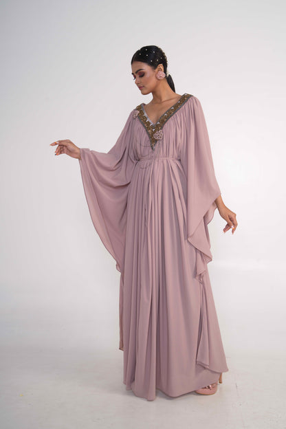 Oyster Kaftan dress With Belt