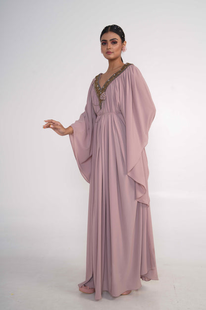 Oyster Kaftan dress With Belt
