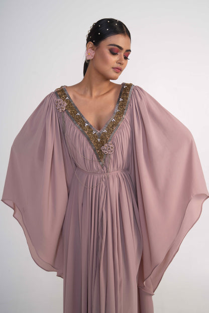 Oyster Kaftan dress With Belt