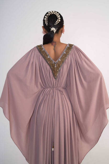 Oyster Kaftan dress With Belt
