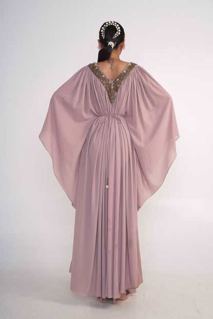 Oyster Kaftan dress With Belt