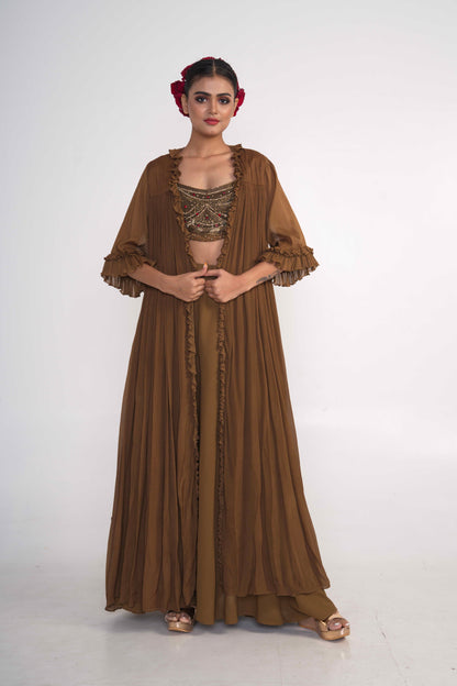 Chocolate Brown Chiffon Co-ord Set