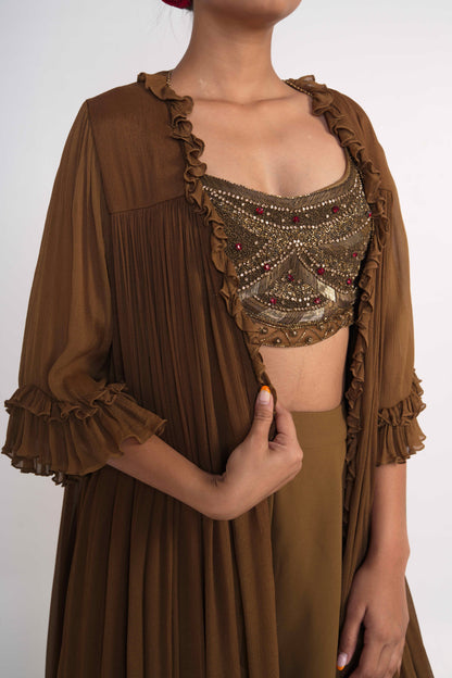 Chocolate Brown Chiffon Co-ord Set