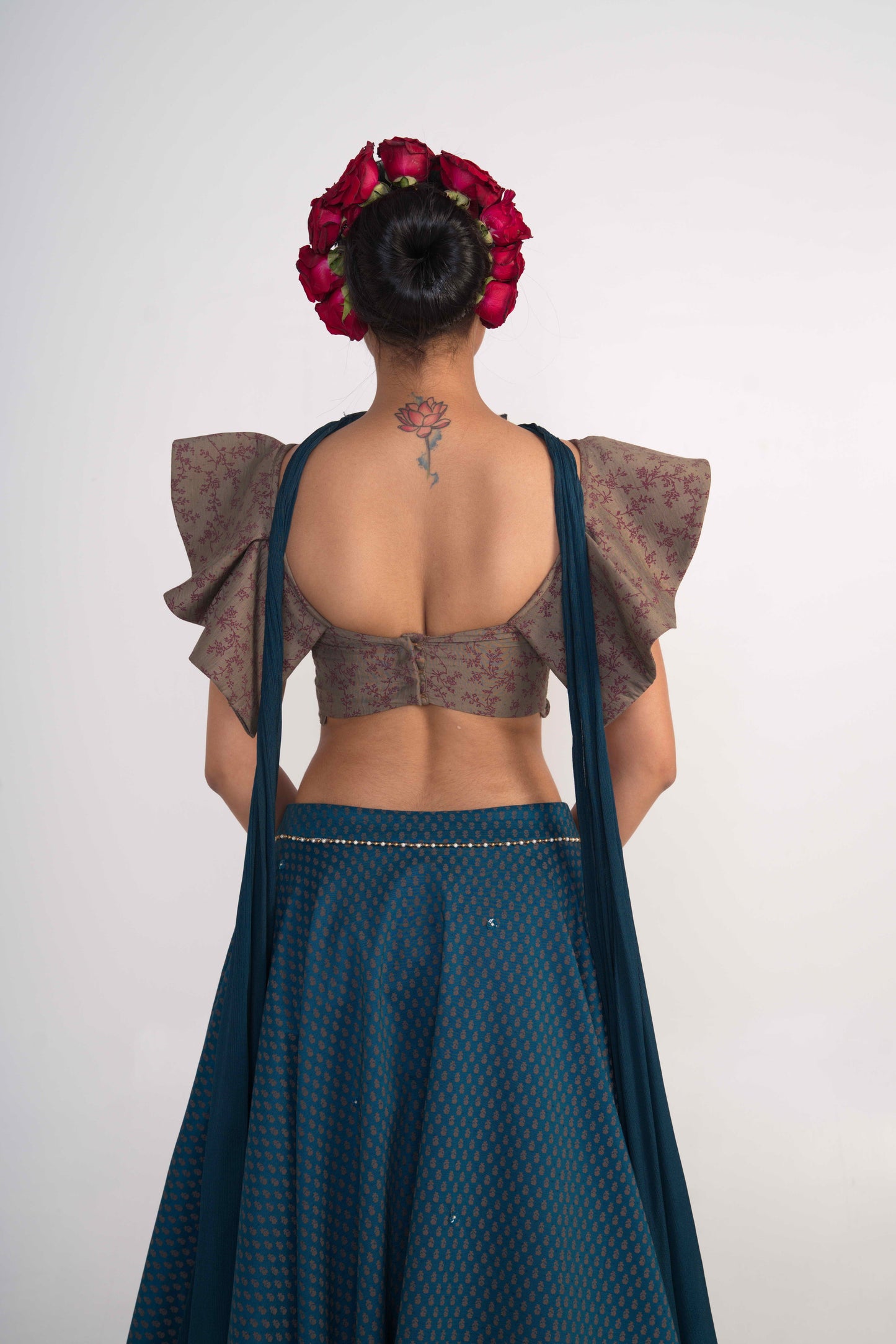 Teal Silk Lehenga Set
