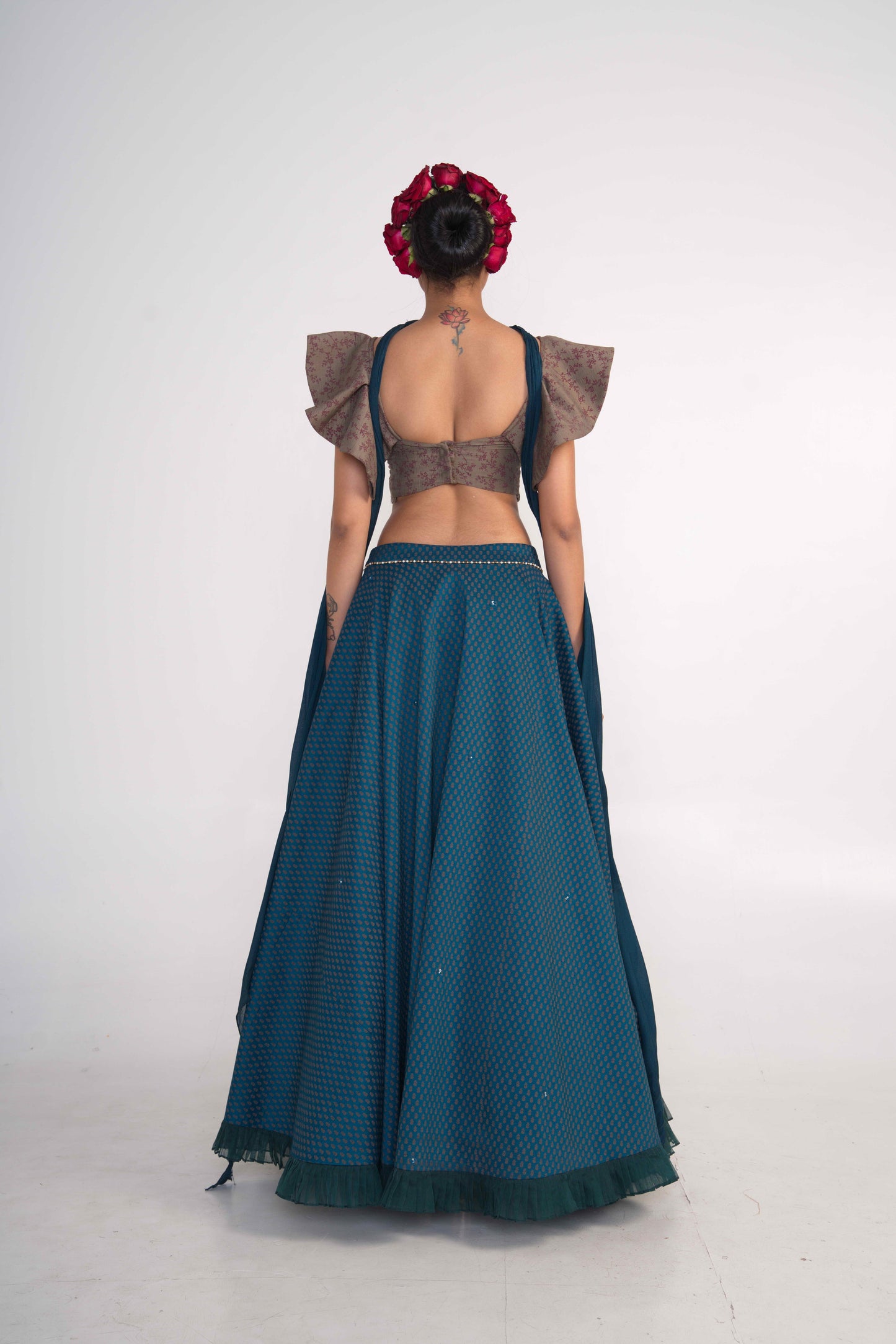 Teal Silk Lehenga Set