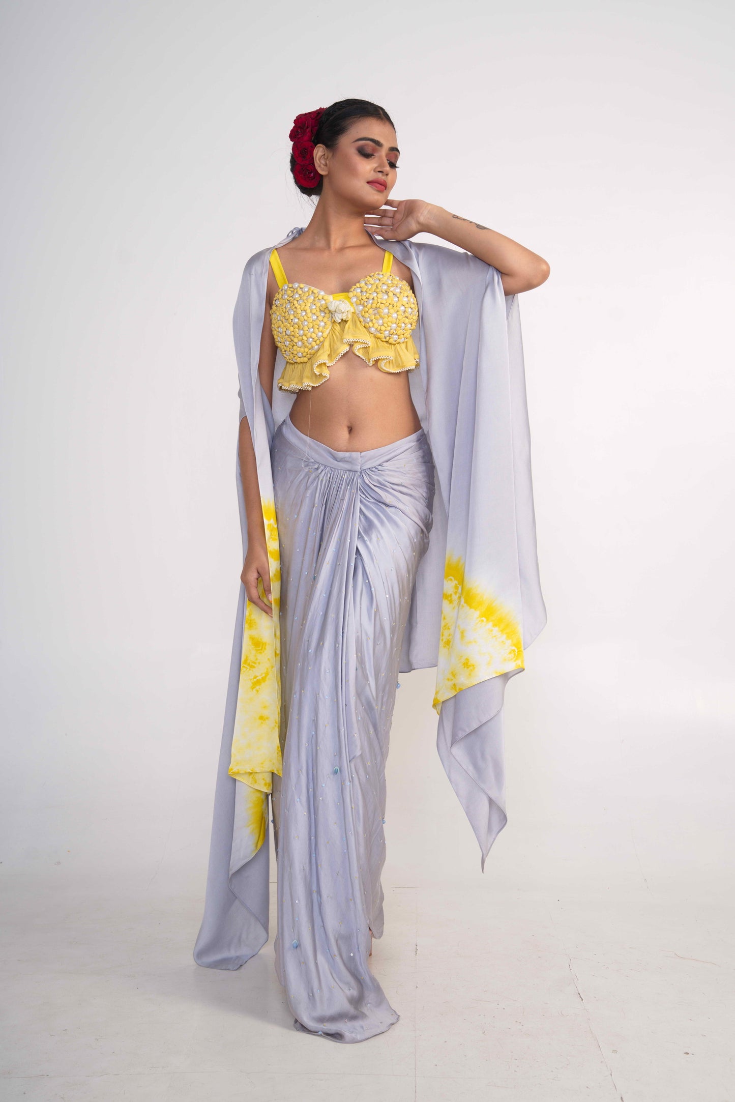 Ice Blue  Co-Ord Set With shrug