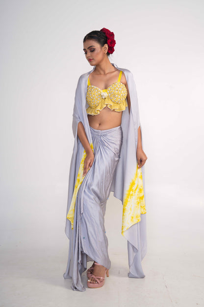 Ice Blue  Co-Ord Set With shrug
