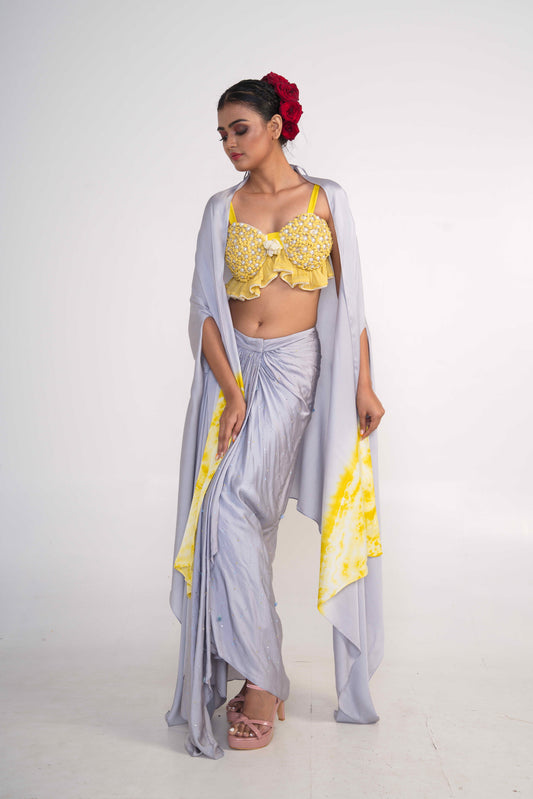 Ice Blue  Co-Ord Set With shrug