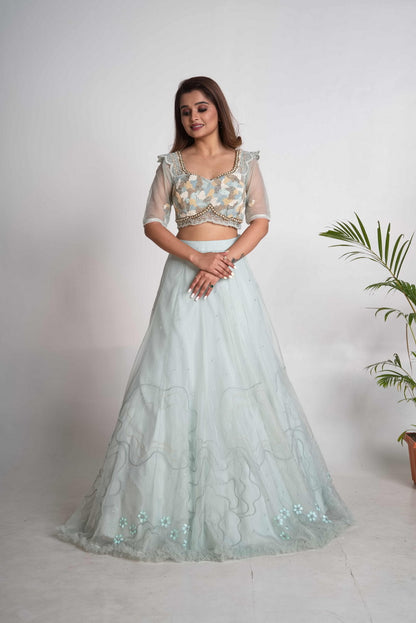 Aqua lehenga set