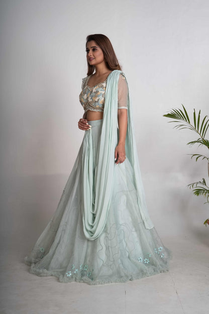 Aqua lehenga set